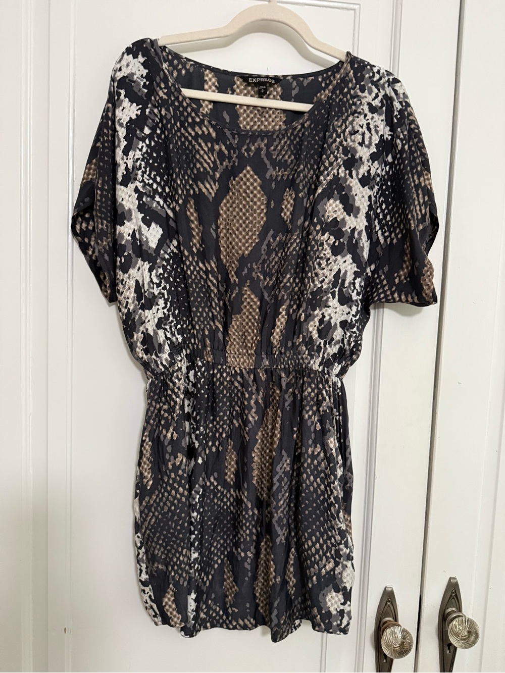 Express Black, Brown & Cream Snake Print Short Dress